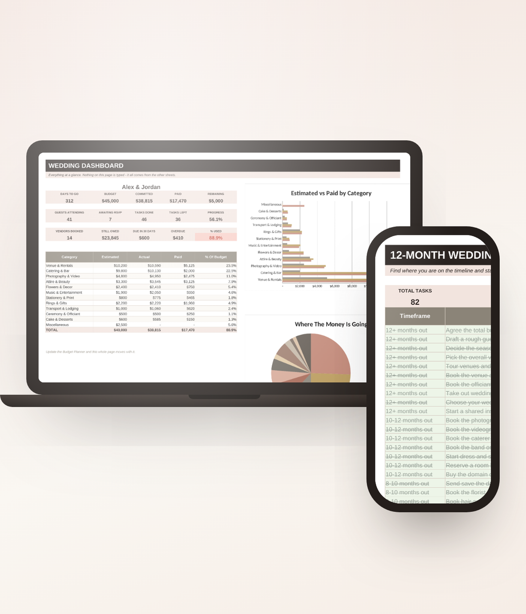 The Vow Ledger — All-In-One Wedding Planning Spreadsheet