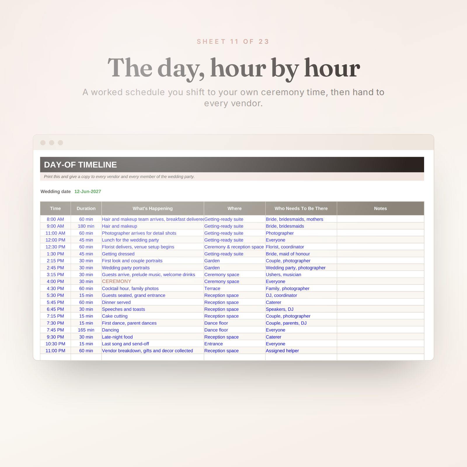 The Vow Ledger — All-In-One Wedding Planning Spreadsheet