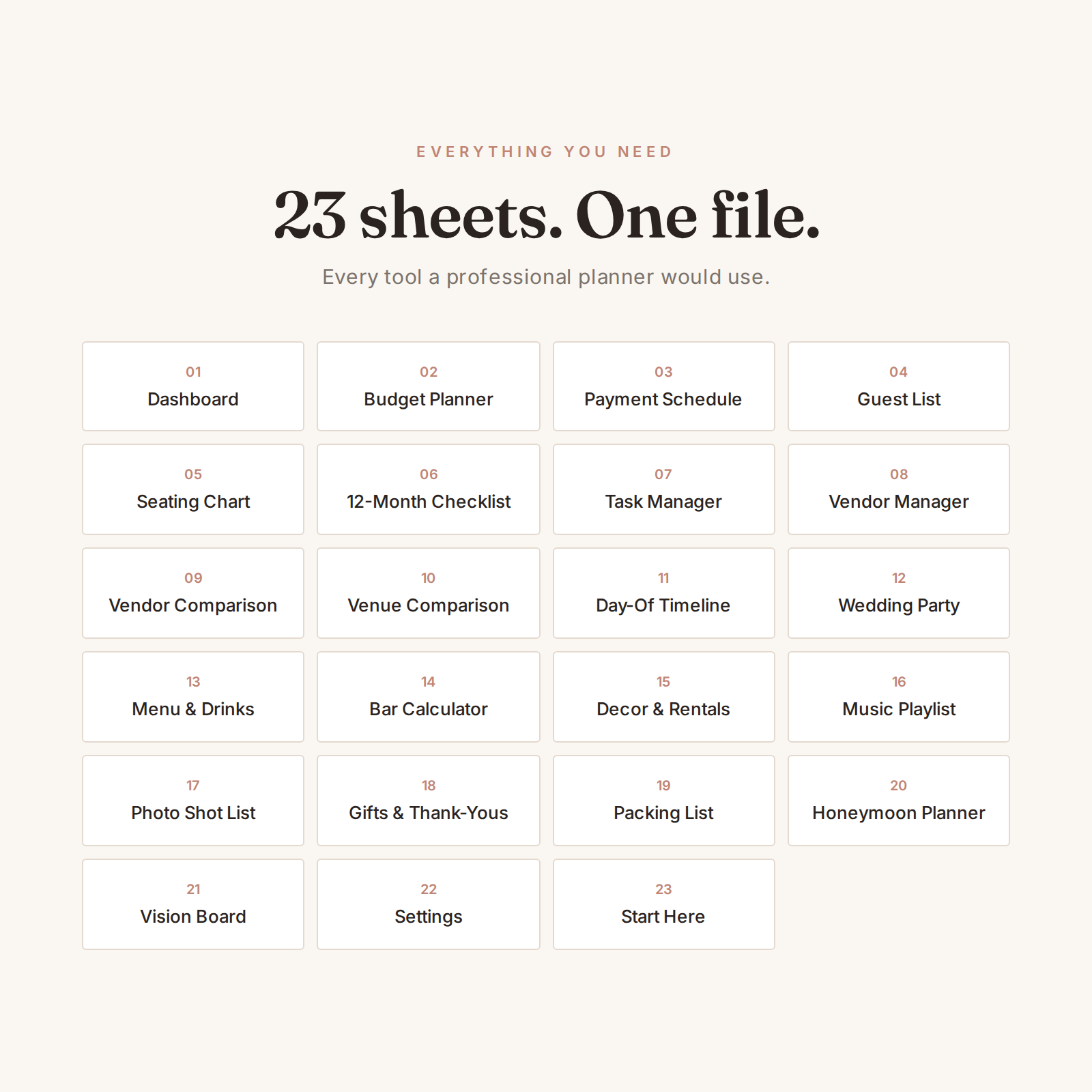 The Vow Ledger — All-In-One Wedding Planning Spreadsheet